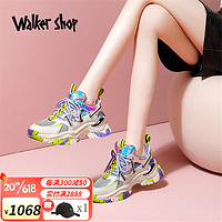 Walker Shop轻奢品牌运动鞋女夏款潮皮老爹鞋女网面透气新款运动跑步单鞋  紫色 37