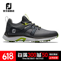 Footjoy高尔夫球鞋男士23春夏新款FJ HyperFLex 轻量golf有钉鞋防滑耐磨 炭黑/灰/绿51044 7.5=41码