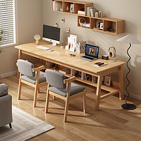 双人书桌家用电脑桌长条桌子靠墙窄桌椅实木腿工作台长方形办公桌