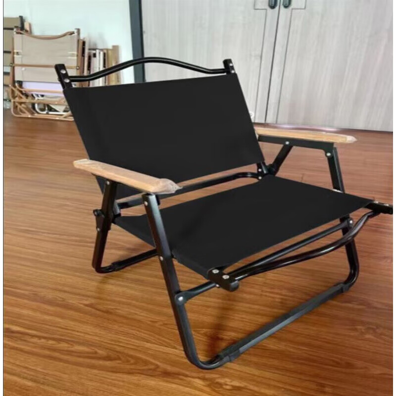 维诺亚户外折叠双人铝合金桌椅套装便携式野餐黑色露营用品野外烧烤装备 升级中号-黑色-黑架坐高28 中号