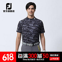 Footjoy新款高尔夫服装新款春夏男士抗菌速干防紫外线弹力golf短袖圆领衫 80477-迷彩黑 S