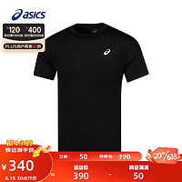 亚瑟士ASICS运动T恤男子跑步短袖透气舒适反光运动上衣 2011C857-001 黑色 XL