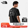 THE NORTH FACE 北面 短袖T恤情侶款戶外舒適印花短袖88BQ 黑色/JK3 XS