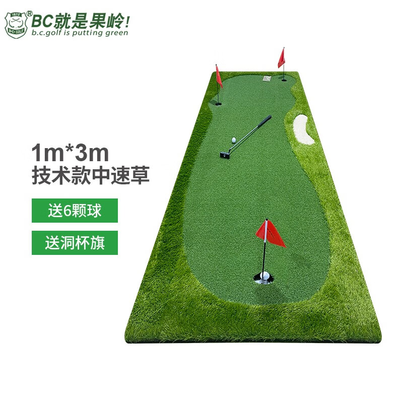 B.C.GOLF高尔夫推杆练习器 高尔夫练习室内高尔夫家用办公室高尔夫练习毯 1m*3m技术款中速草