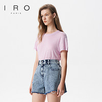 Iro Paris 2023夏季新款法式女士美式正肩纯色短袖针织亚麻T恤上衣
