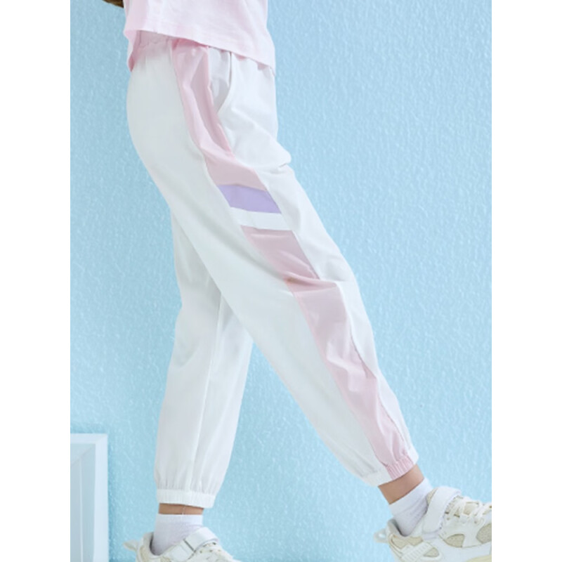 英博伦（YINGBOLUN）儿童轻薄速干防蚊裤女童透气裤子夏季薄款休闲女孩运动裤体育课 25399白色 120身高105-115cm体重19-27kg