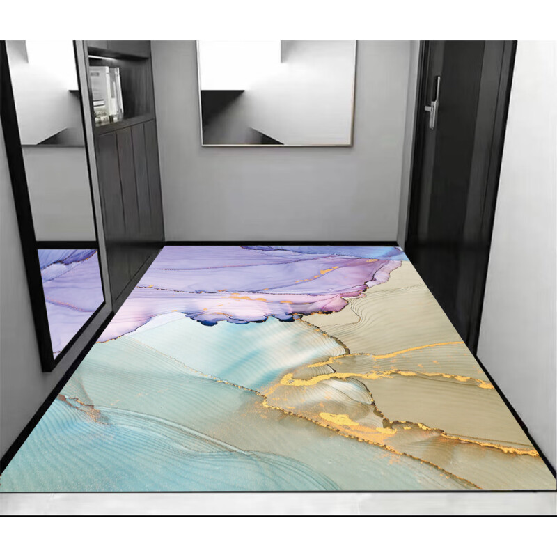 茗芮居高档进户门地垫门内可擦可裁剪防滑脚垫家用pvc入户脚垫玄关门垫 水墨13竖铺 80*120厘米