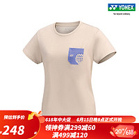 YONEX/尤尼克斯 16672CR/16675CR 2023SS自然环保系列 情侣款运动T恤yy 沙滩米黄色（女款） S