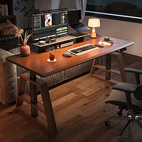 智芯 电动升降桌实木书桌电脑桌办公桌智能工作台家用写字桌子KU3
