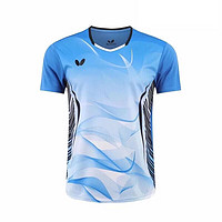 蝴蝶球衣乒乓球服新款套装男女短袖运动服速干比赛羽毛球服 蓝色男单衫 M