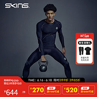 SKINS 思金斯 S3'400 Long Tights 男士长裤 中度压缩裤 跑步健身篮球训练运动 黑色/黄色 L