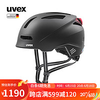 UVEX urban planet骑行头盔 德国优维斯男女城市自行车时尚安全头盔 S41006501/哑光全黑/带LED 58-61cm