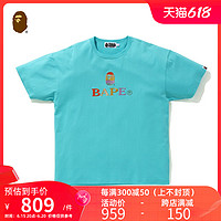 BAPE 女装春夏猿人头字母图案彩色渐变刺绣个性短袖T恤209504G