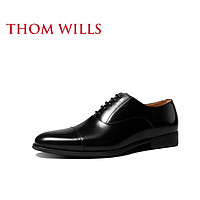 THOM WILLS 威世 ThomWills男鞋黑色皮鞋男商务正装手工真皮亮面牛津鞋结婚新郎鞋