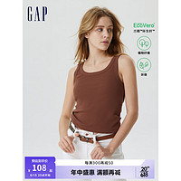 Gap女装夏季2023新款无袖背心罗纹针织休闲上衣659464 棕色 170/100A(L)