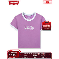 Levi's李维斯23新品女士时尚潮流LOGO印花街头风短袖A3523-0046 紫色 XL