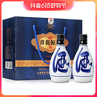 抖音超值购：北国风光 杏花村纯粮酒礼盒装兰花瓷瓶248ML*2瓶53度送礼53度248