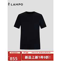 蓝豹（LAMPO）23夏季休闲百搭T恤男士棉弹混纺易打理凉感短袖T恤 黑色 46