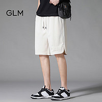 GLM 森马集团品牌短裤男夏季薄款潮流百搭运动跑步五分裤 米白色 2XL