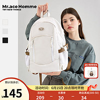 Mr.ace Homme-mrace鲜见之明旅行双肩包女大学生轻便大容量电脑包休闲通勤背包 奶油白