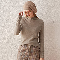 100%山羊绒~立领秋冬打底针织毛衣女式羊绒衫 M 自然驼色