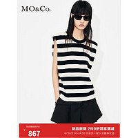 MO&Co.2023夏新品金属链条黑白条纹无袖针织衫MBC2SWTT12 黑白条色 XS/155