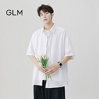 GLM森马集团品牌衬衫男夏季韩版宽松潮流百搭休闲半袖港风 白色 L