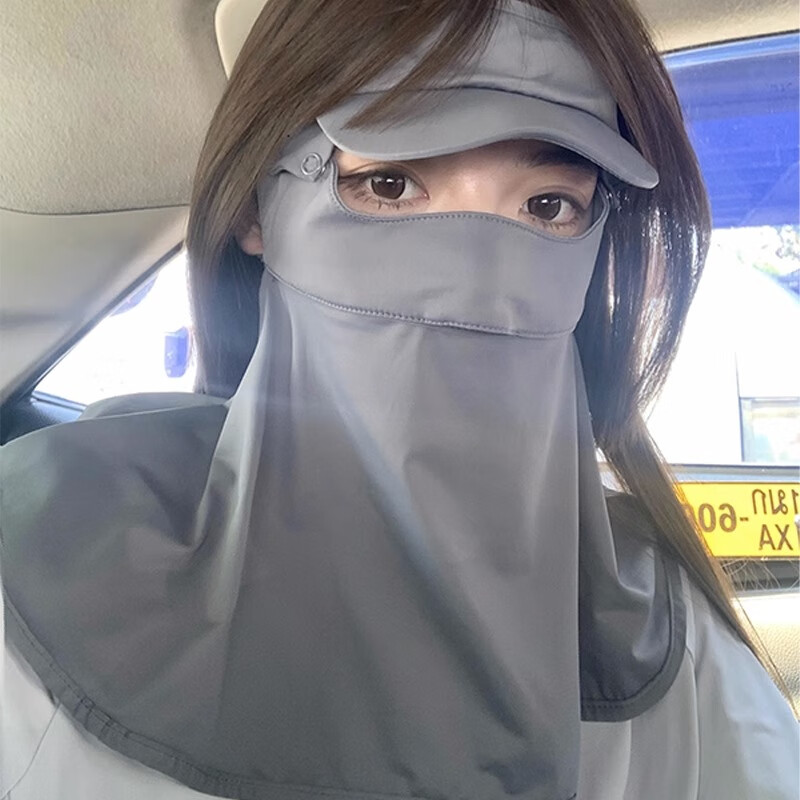 MISSION UV 冰丝防晒面罩女士脸基尼开车骑行骑车夏季防紫外线遮阳透气护颈全脸防晒口罩女 MM046 深灰色