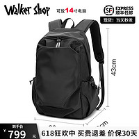 Walker Shop双肩包男运动背包防泼水休闲旅行游电脑包男士双肩包 炫酷黑 中号