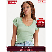Levi's李维斯23夏季新品女士修身时尚休闲街头风短袖T恤 绿色 S