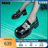 Mio 宇达电通 米奥2022年秋冬季新款甜酷女鞋中跟乐福鞋厚底一脚蹬单鞋
