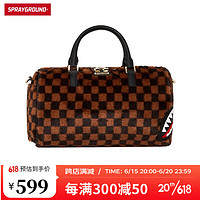 SPRAYGROUND2023新款棋盘格毛绒手提斜挎包女大容量旅行健身包男 棕色 中号