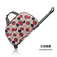 唯璇 带轮子的行李袋简约旅行包女拉杆包手提超大容量轻便行李男韩版 红色圆点 20寸