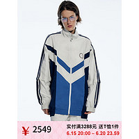 UOOYAA/乌丫2023夏季新款「1998」学院风两穿运动夹克上衣 白蓝 S