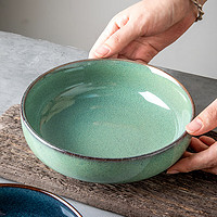 悠瓷（youcci）个性窑变釉陶瓷碗家用7英寸菜碗沙拉碗加厚吃面碗汤菜碗特色餐具 青初-7英寸收脚碗