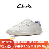 Clarks其乐女鞋2023春季新款艾斯轻量系列平底休闲小白鞋板鞋单鞋 白色/紫色 261722054 36