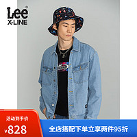 LeeXLINE舒适版多色男女同款牛仔夹克外套休闲潮流LMT0040835PN 中浅蓝色(轻微磨损设计) XS