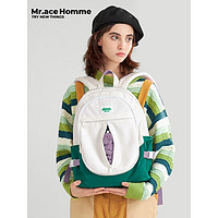 Mr.ace Homme农场系列 新款大学生挂件书包女旅游背包高级感电脑双肩包男 白雪色