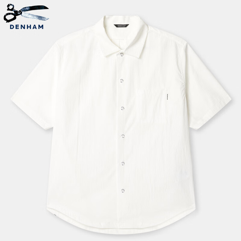 DENHAM2023年夏季新款男士速干清爽休闲短袖衬衫白色 白色 #21