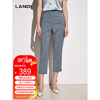 LANDI 蓝地 灰蓝色直筒修身西装裤女2023年夏季新款小个子显瘦长裤 灰蓝色 L