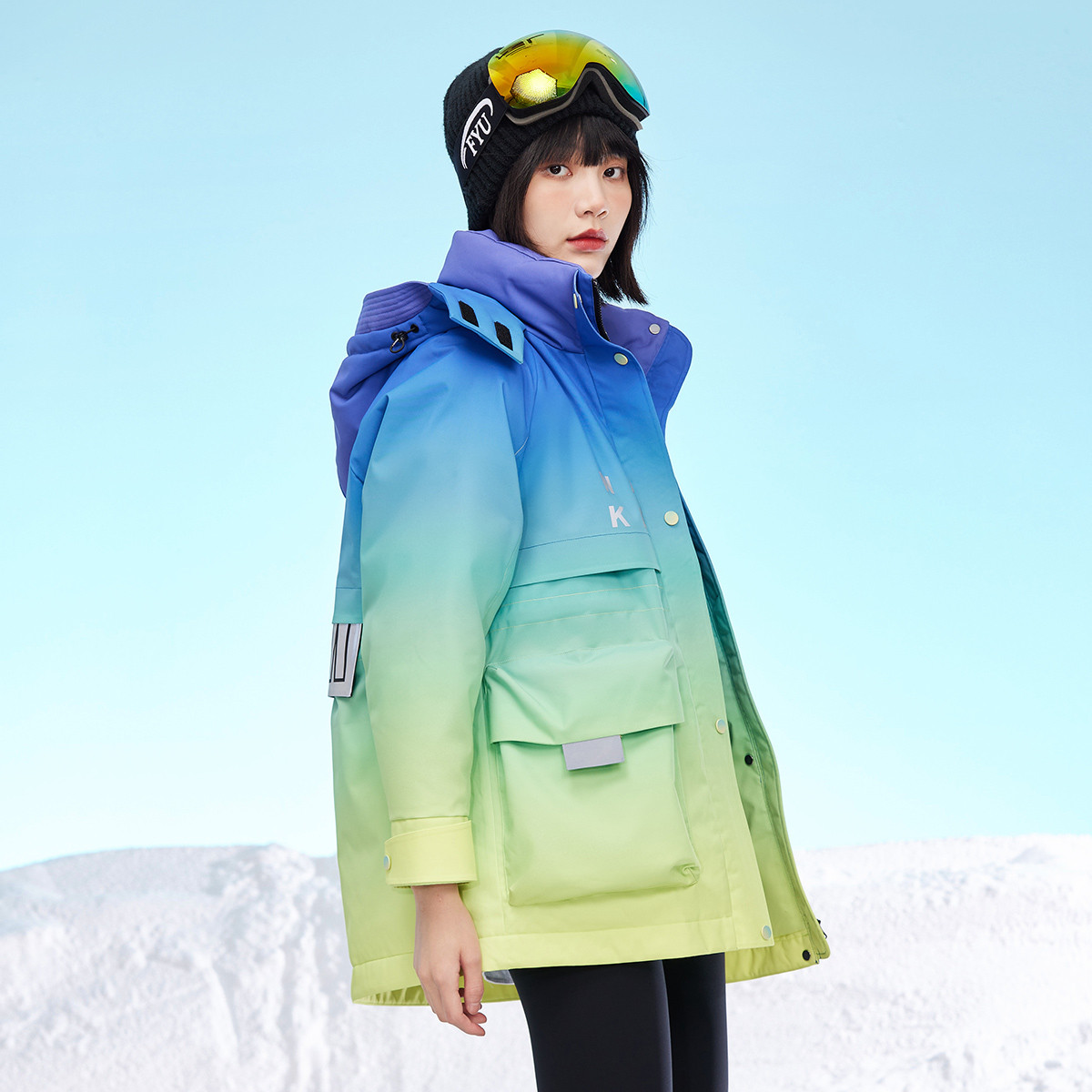 极寒保暖加厚羽绒服女时尚渐变色长款外套