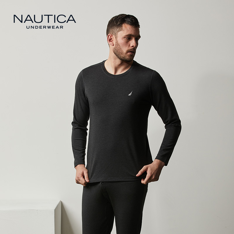 nautica/诺帝卡Underwear男士保暖套装秋冬款纯色圆领亲肤60749 L 蓝灰