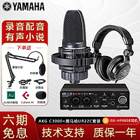 YAMAHA雅马哈声卡UR22C专业录音有声书设备22mkii直播配音播音编曲混音电脑吉他话筒套装 UR22C+AKG C3000电容麦套装