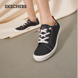 Skechers斯凯奇2021秋季新款简约帆布鞋女舒适透气休闲鞋平底板鞋 37 白色/WHT