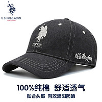 us polo assn 保罗纯棉棒球帽男女情侣户外运动潮流遮阳防晒太阳帽子送礼装 黑