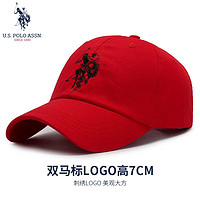 us polo assn 保罗帽子男棒球帽男女通用户外运动休闲时尚纯棉鸭舌帽 红