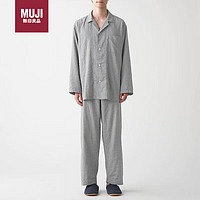 MUJI 無印良品 无印良品（MUJI）男式 无侧缝双层纱织 睡衣 家居服 FBA11C2S 灰色 L-XL