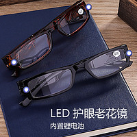 隆峰（Longfeng）老花镜男LED带灯照明老人眼镜阅读看书老视镜超轻老人老光眼镜女 豆花色