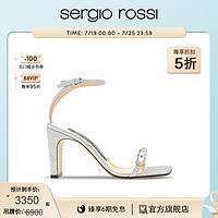 sergio rossi 女鞋经典sr1 一字带水晶钻饰高跟凉鞋