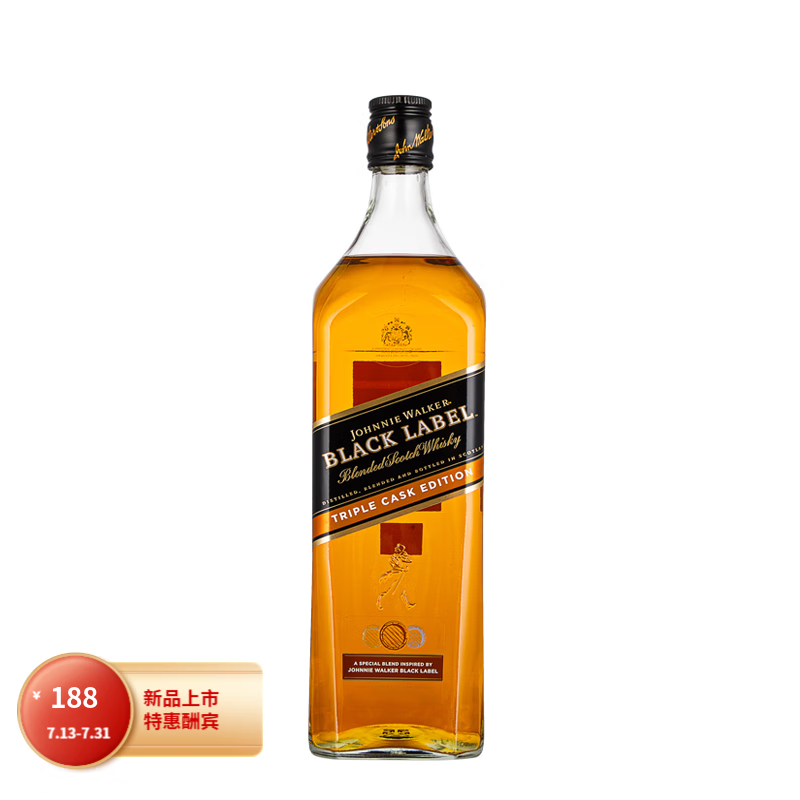 JOHNNIE WALKER尊尼获加尊尼获加黑牌三桶限量版苏格兰威士忌 1000ml